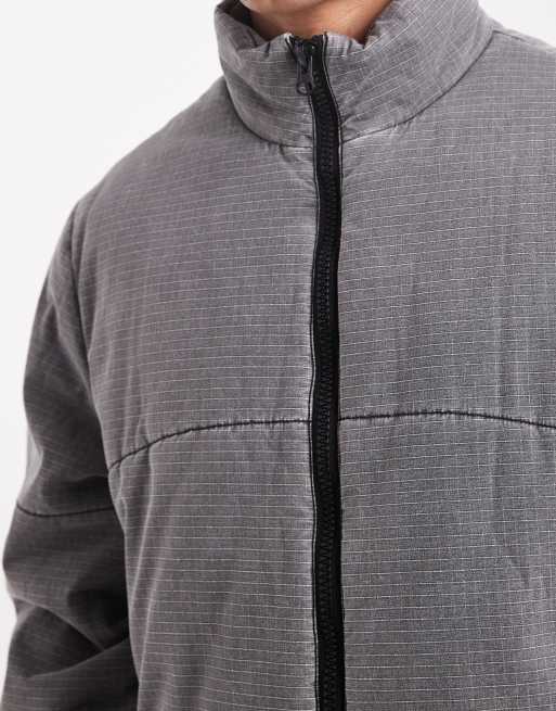 ASOS DESIGN ripstop puffer in washed grey, 5 of 5