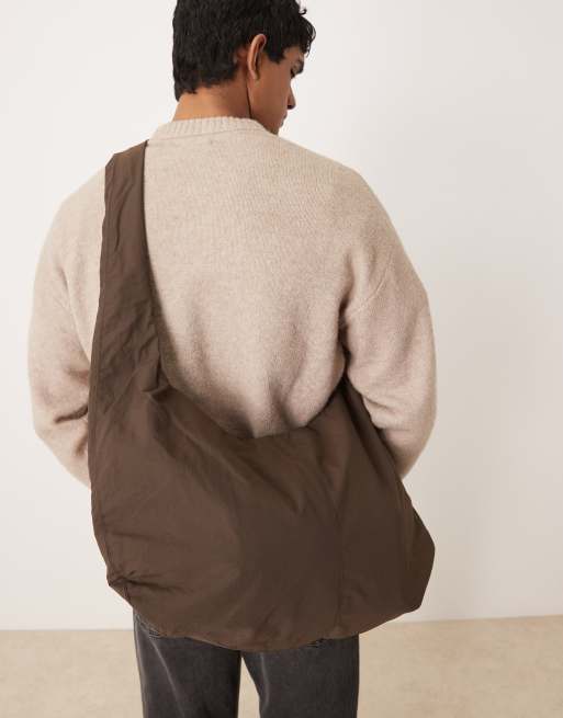 ASOS DESIGN ripstop sling crossbody bag in brown, 3 of 3