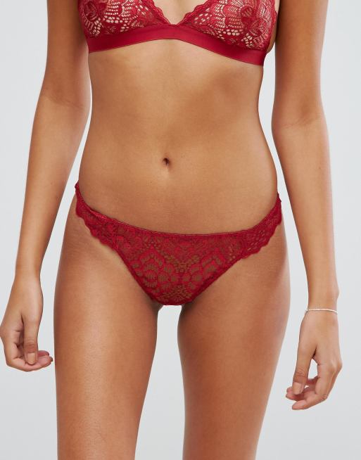 ASOS Rita Basic Lace Mix & Match Triangle Bra Set in Red