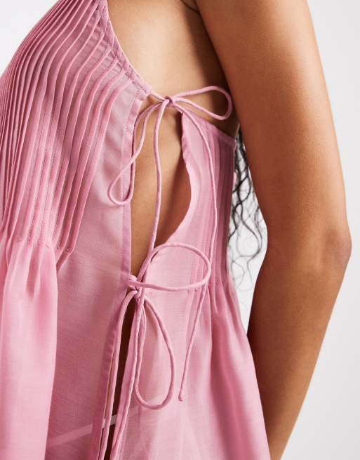 ASOS DESIGN – Rita – Różowa plisowana narzutka plażowa, 4 z 4