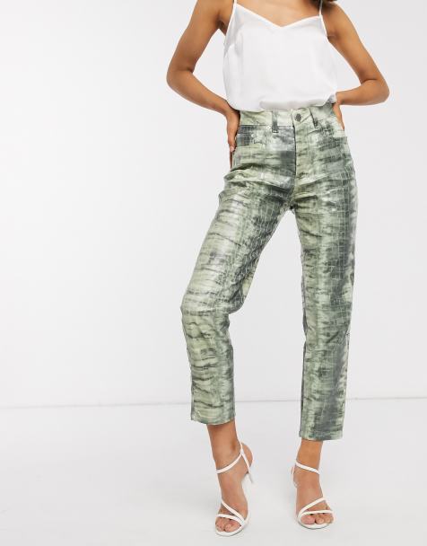 Nina Carter P500 dames joggingbroek high waist jeans broek zomer jeans, wit (P500-2), L