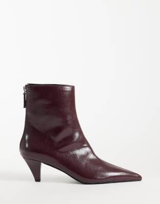 Asos Design Rivelle Cone Heel Ankle Boots In Red