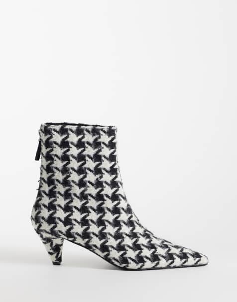 ASOS DESIGN Rivelle cone heel ankle boots in houndstooth - view 1