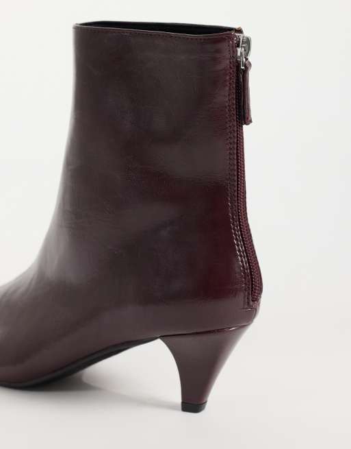 ASOS DESIGN Rivelle enkellaarzen met kegelhak in bordeauxrood, 4 van 4