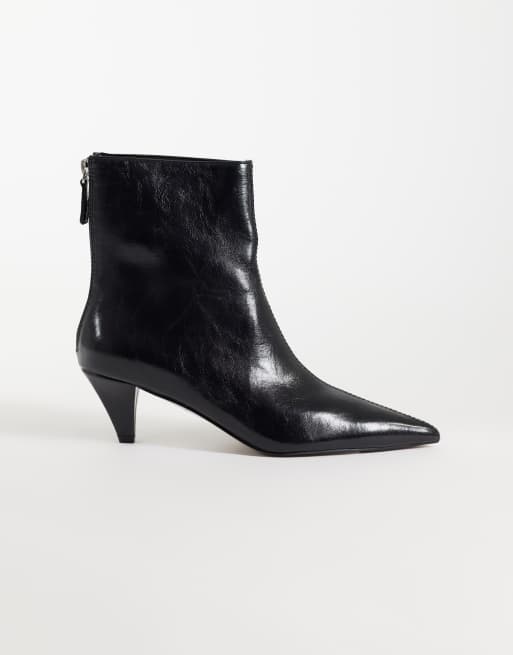 ASOS DESIGN Rivelle kitten heel ankle boots in black | ASOS