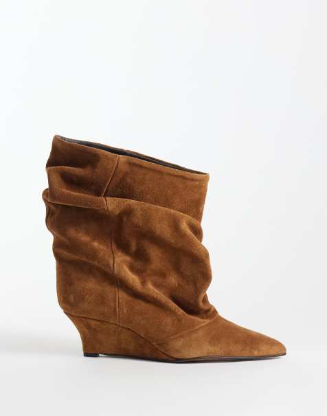 ASOS DESIGN - Riven - Bottes souples en daim de qualité supérieure à talon compensé - Rouille - view 1