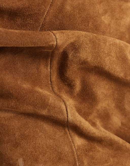 ASOS DESIGN Riven premium suède sleehakken met slouch in roest, 3 van 4