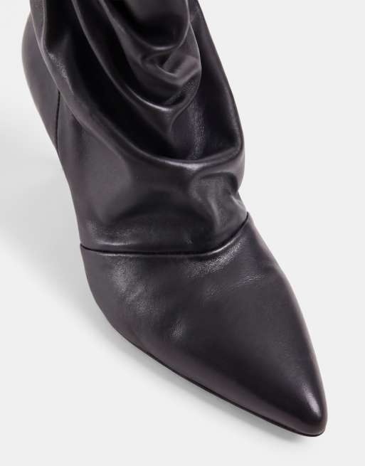 ASOS DESIGN Riven stivali morbidi con zeppa in vera pelle neri, 8 di 8