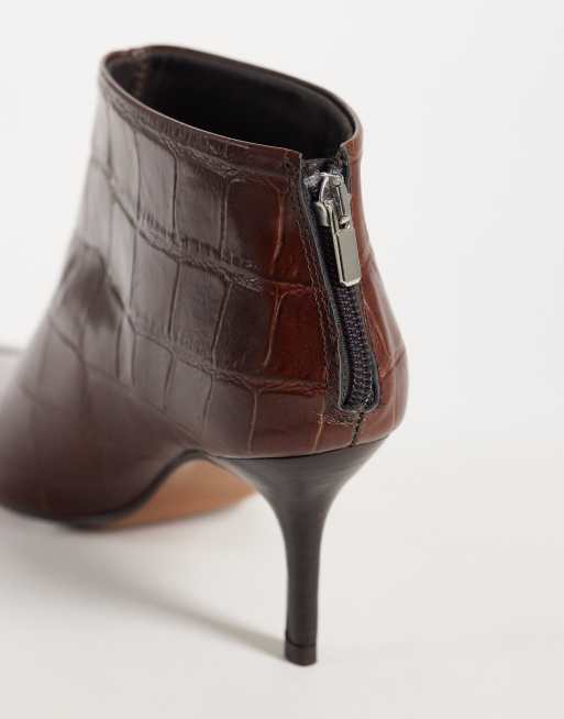ASOS DESIGN River ankelboot i läder med spetsig tå och klack i brun krokodilimitation, 4 av 4