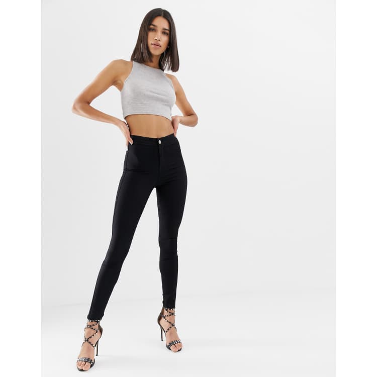 ASOS DESIGN rivington denim jeggings in black coated