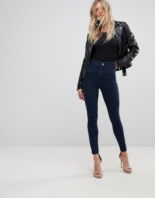 ASOS DESIGN rivington denim jeggings in flat indigo blue