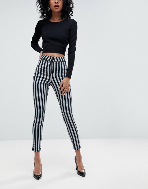 Black and white striped 2024 jeggings