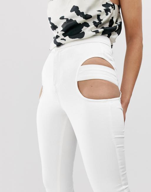 ASOS DESIGN Rivington High Waist Denim Jeggings In White, $14