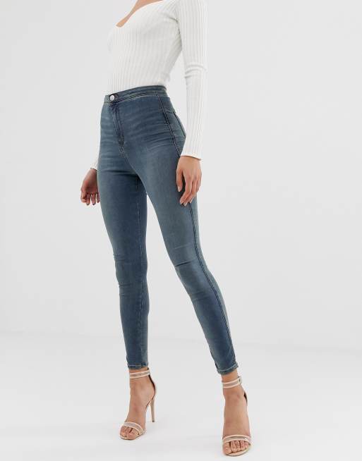 ASOS DESIGN Petite rivington high waisted jeggings in smokey grey wash