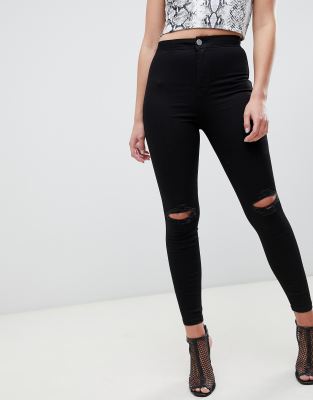 black jeggings with rips