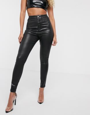 black satin jeggings