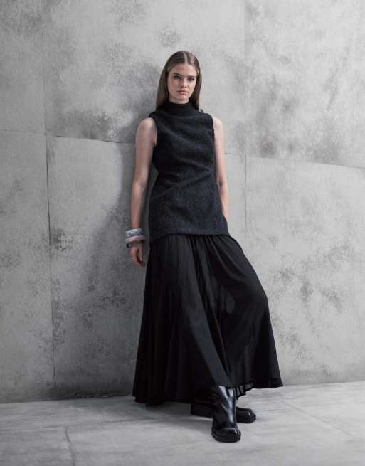 ASOS DESIGN - Ærmeløs hybrid-maxikjole med lavtsiddende talje og kileskørt, 2 af 4