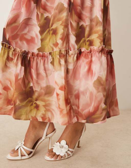 ASOS DESIGN - Ærmeløs maxikjole med racerhals og lagdelt kant i blomsterprint, 3 af 4