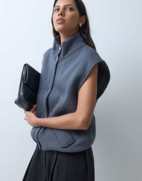 ASOS DESIGN ærmeløs sweatshirt med ståkrave i antracitgrå - view 1