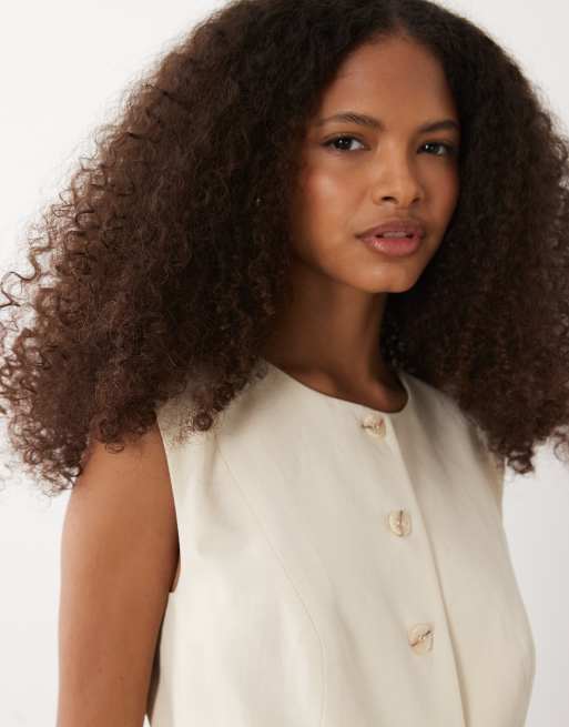 ASOS DESIGN - Ærmeløs top med knapper i hørblanding, 2 af 4