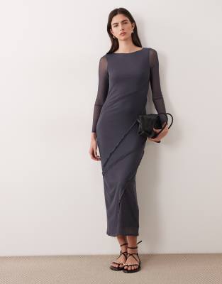 Robe à surpiqûres - Anthracite-Gris 36