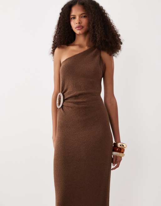 ASOS DESIGN - Robe avec détail métallique en raphia flammé - Chocolat, 2 de 4
