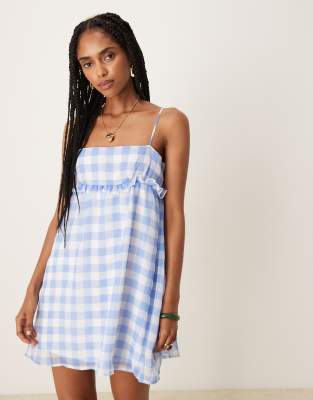 ASOS DESIGN - Robe babydoll caraco courte à imprimé vichy - Multicolore