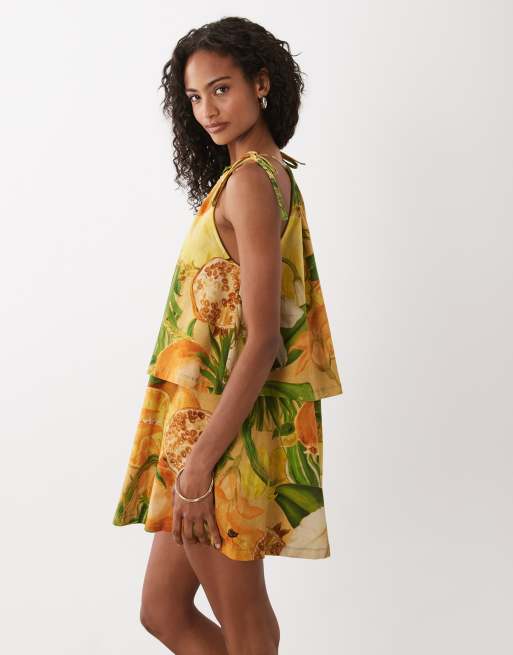 ASOS DESIGN - Robe babydoll courte à encolure nouée et imprimé, 2 de 4