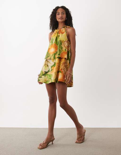 ASOS DESIGN - Robe babydoll courte à encolure nouée et imprimé, 3 de 4