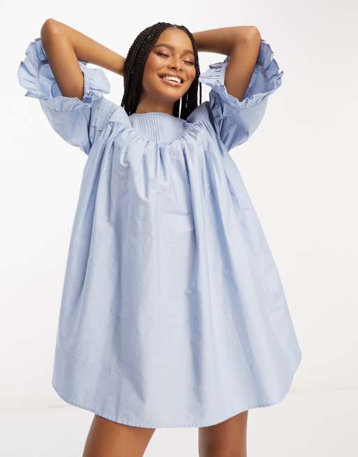 Robe 2025 babydoll bleu