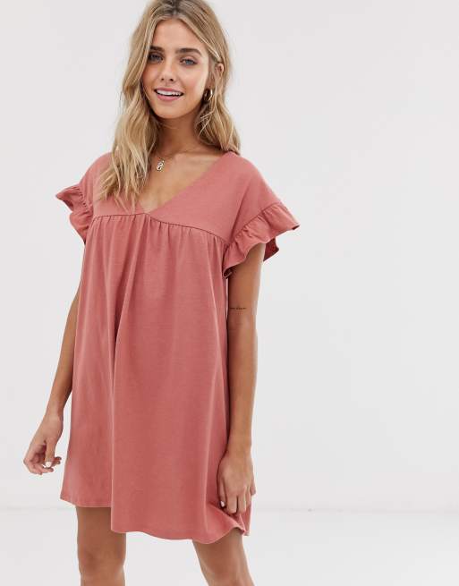 ASOS DESIGN Robe babydoll courte réversible en coton flammé ASOS