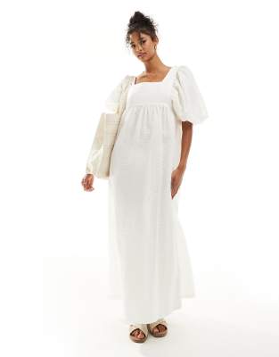 ASOS DESIGN Robe babydoll mi longue a manches bouffantes mi longues Creme Blanc Votre wishlist sur Listy