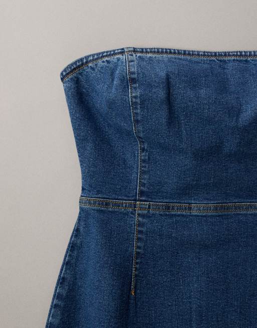 Robe courte à col V et avec manches forme papillon - Bleu - Grandes