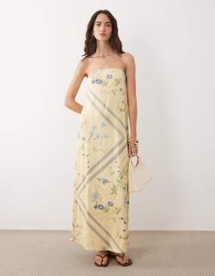 Robe bandeau longue à fleurs-multicolore L