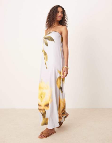 ASOS DESIGN - Robe bandeau longue à grosses fleurs - view 1