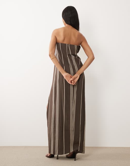 ASOS DESIGN - Robe bandeau longue effet drapé à imprimé rayé, 4 de 4