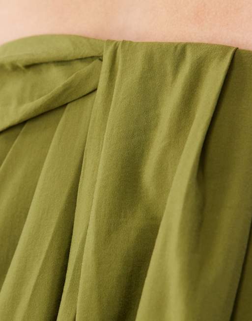 ASOS DESIGN - Robe bandeau longue effet drapé - Vert olive, 4 de 4