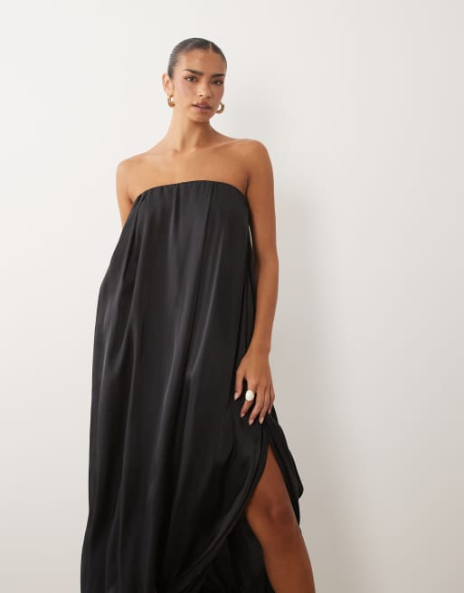 ASOS DESIGN - Robe bandeau longue en modal mélangé à ourlet boule - Bleu marine, 2 de 4