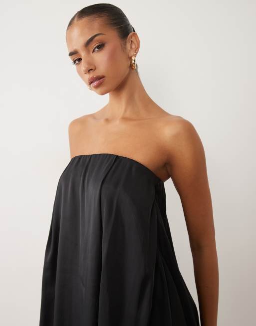 ASOS DESIGN - Robe bandeau longue en modal mélangé à ourlet boule - Bleu marine, 3 de 4