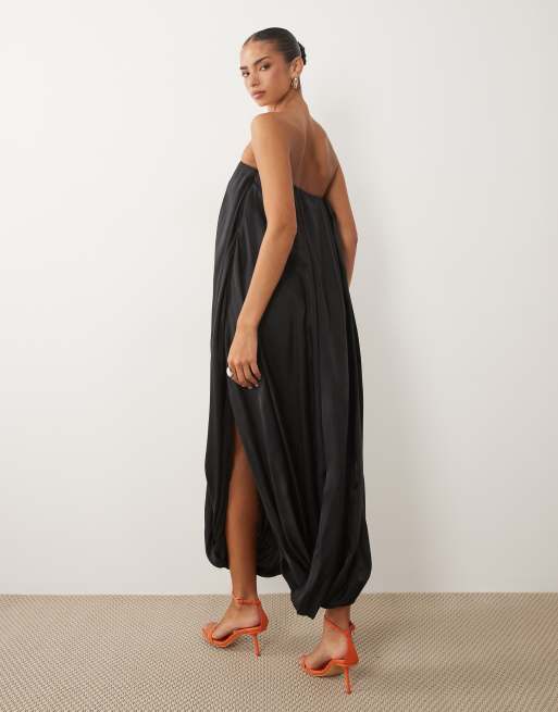 ASOS DESIGN - Robe bandeau longue en modal mélangé à ourlet boule - Bleu marine, 4 de 4