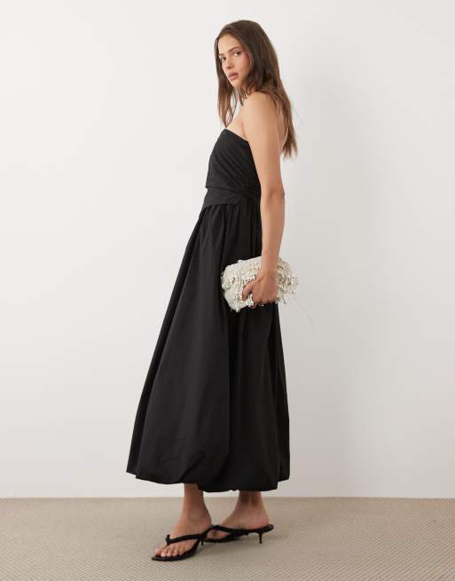 ASOS DESIGN - Robe bandeau mi-longue à fronces - Noir, 3 de 4