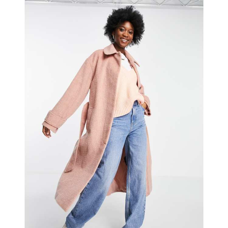 ASOS DESIGN robe belted coat in pink