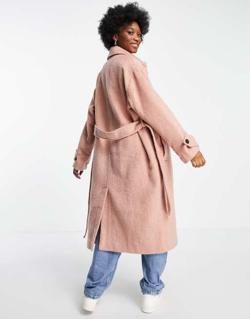 Pink belted outlet coat