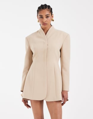 Robe blazer à encolure croisée - Camel-Neutral 36