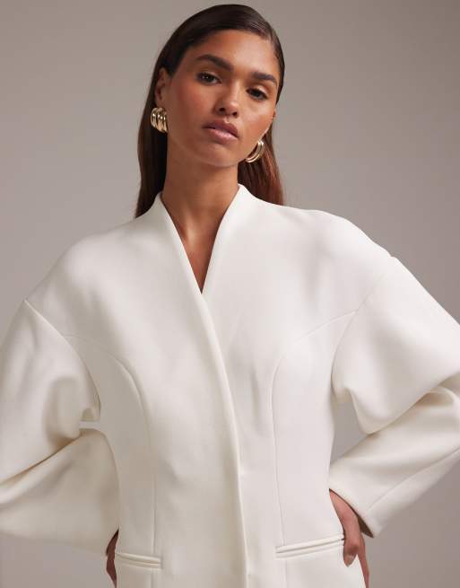 ASOS DESIGN - Robe blazer courte structurée de mariée - Ivoire, 5 de 5