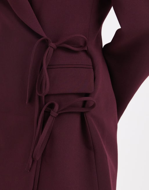 ASOS DESIGN - Robe blazer portefeuille nouée sur le côté - Prune, 4 de 4