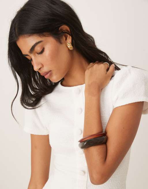 ASOS DESIGN - Robe boutonnée courte à ourlet bouffant - Neutre, 3 de 4