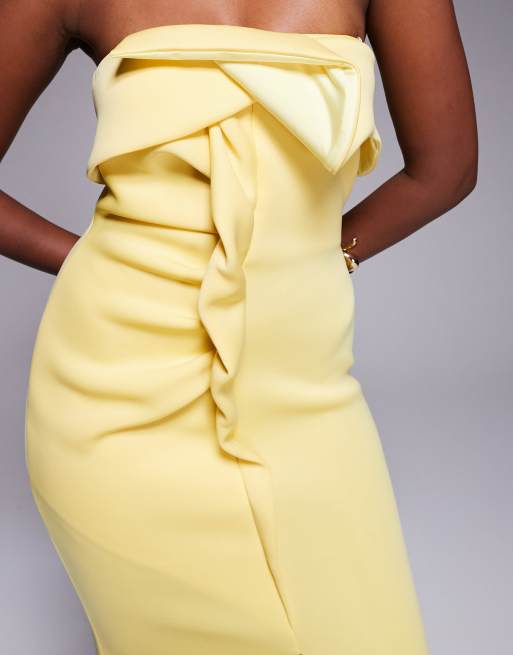 ASOS DESIGN - Robe bustier mi-longue en imitation néoprène avec détail torsadé devant - Babeurre, 3 de 4