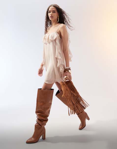 ASOS DESIGN - Robe caraco courte à volants en mousseline avec détail dos nu - Rose pâle naturel - view 1