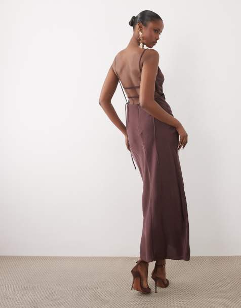 ASOS DESIGN - Robe caraco mi-longue à encolure droite avec bretelles dans le dos - view 1